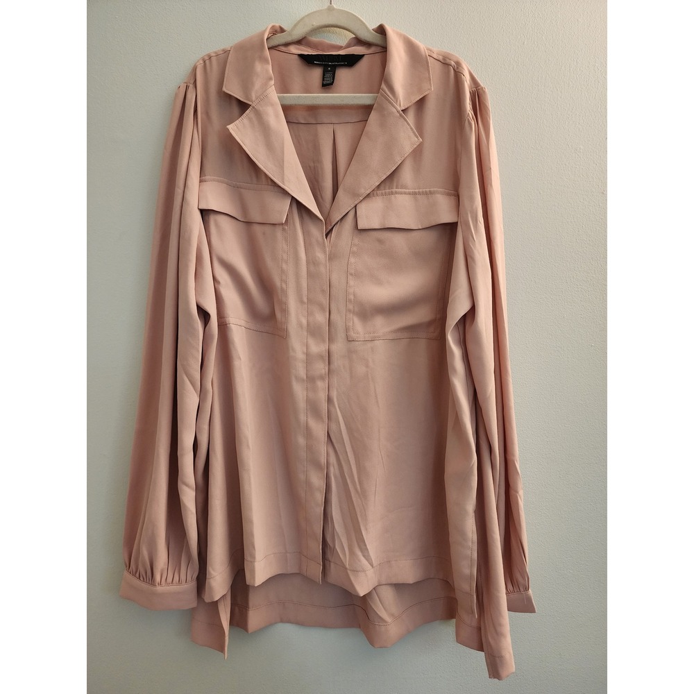 White House Black Market Blush Pink Utility Blouse Long Sleeve Shirt‎ Sm 805872